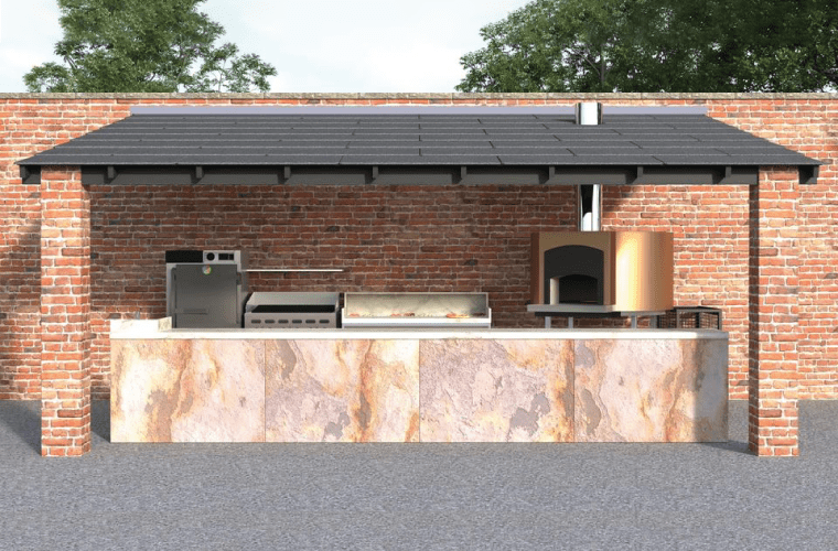 3D concept of the Outdoor Kitchen at Bartle Hall Wedding Venue