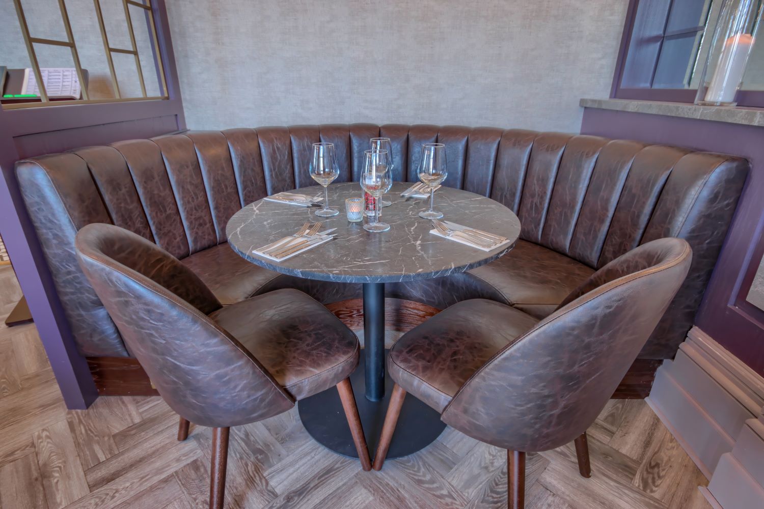 Booth seating at Cae Mor Restaurant